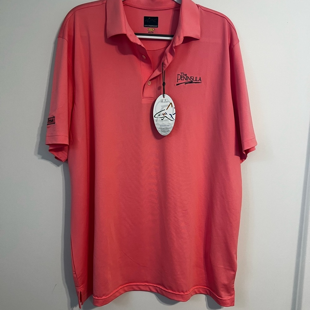 Greg Norman Men’s Coral Golf Polo Shirt size XL “The Peninsula”